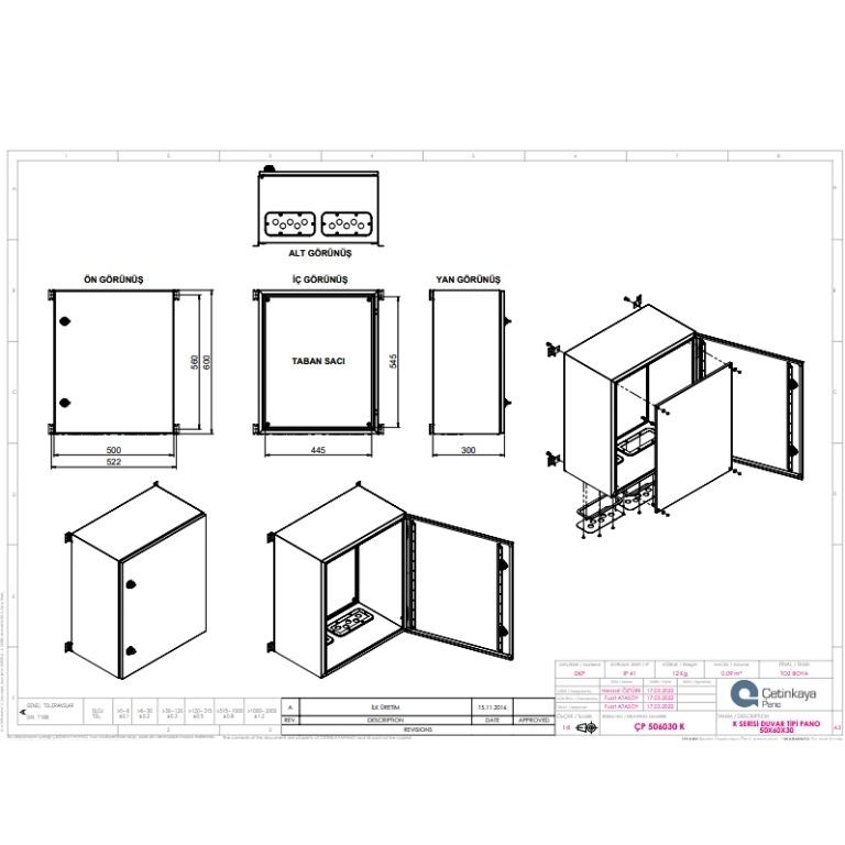 ÇP 506030 K Metal Duvar Tipi Elektrik Panosu 50x60x30 cm – Eko Serisi Dikey Pano | Sağlam & Ekonomik