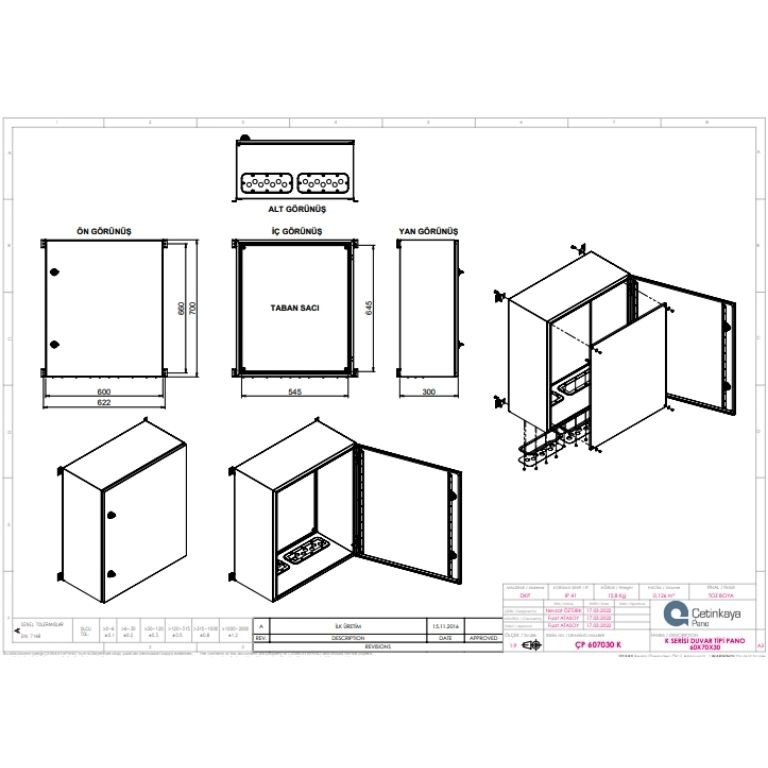 ÇP 607030 K Metal Duvar Tipi Elektrik Panosu 60x70x30 cm – Eko Serisi Dikey Pano | Sağlam & Ekonomik