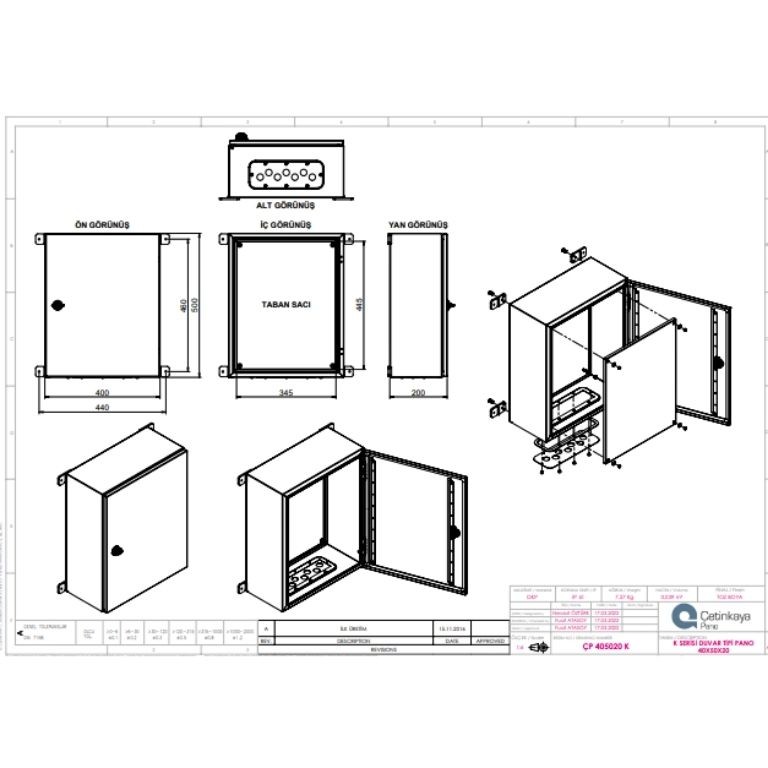 ÇP 405020 K Metal Duvar Tipi Elektrik Panosu 40x50x20 cm – Eko Serisi Dikey Pano | Sağlam & Ekonomik
