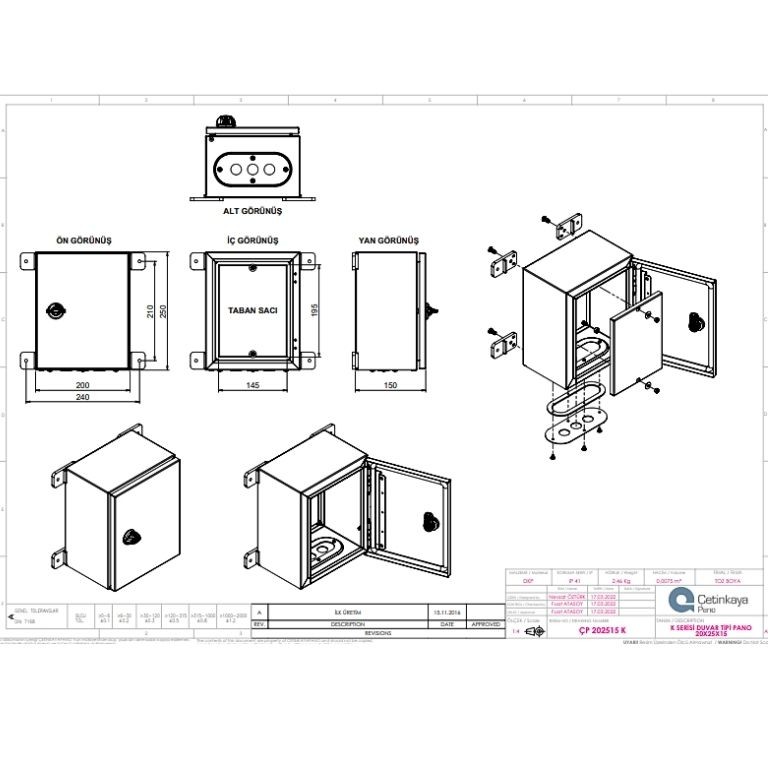 ÇP 202515 K Metal Duvar Tipi Elektrik Panosu 20x25x15 cm – Eko Serisi Dikey Pano | Dayanıklı & Uygun Fiyatlı