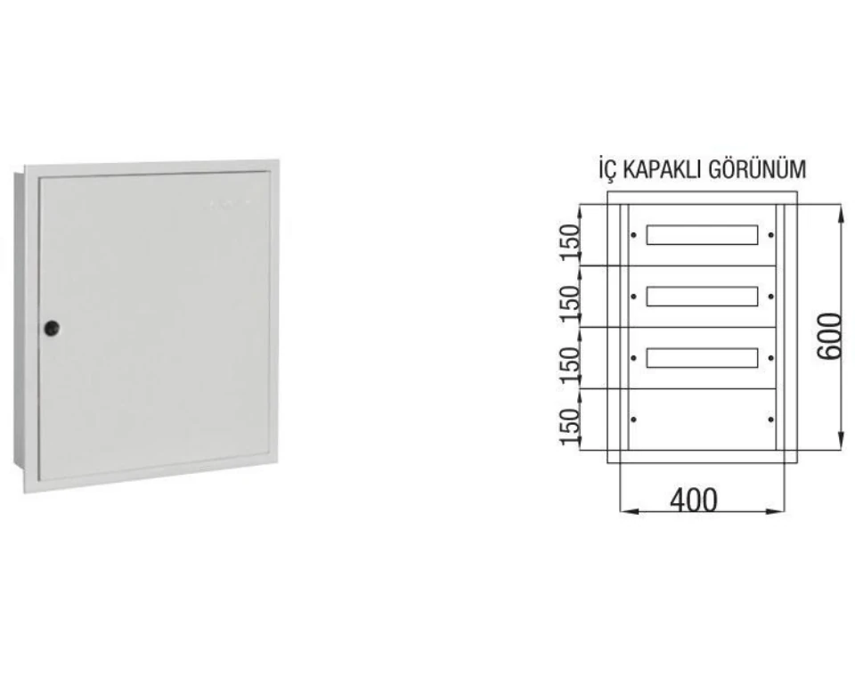 Çetinkaya ÇP 823 Sıva Altı Metal Sigorta Panosu 40x60x14 | 45 Sigorta + Pako Yeri