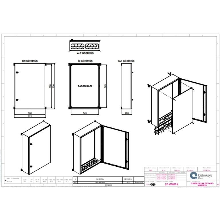 ÇP 609020 K Metal Duvar Tipi Elektrik Panosu 60x90x20 cm – Eko Serisi Dikey Pano | Sağlam & Ekonomik