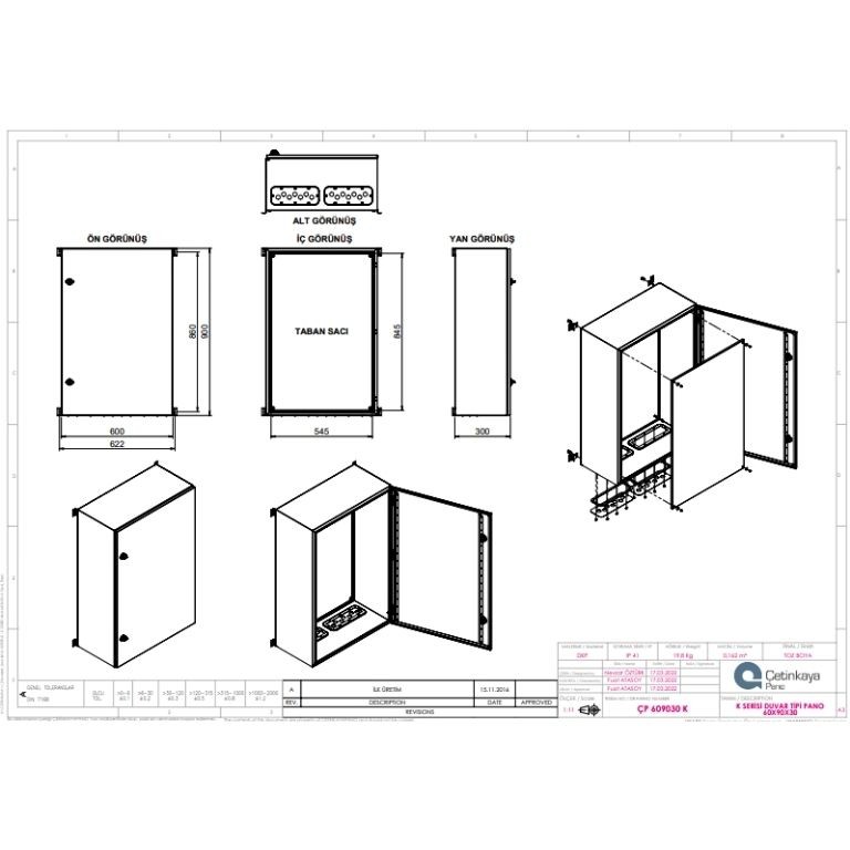 ÇP 609030 K Metal Duvar Tipi Elektrik Panosu 60x90x30 cm – Eko Serisi Dikey Pano | Sağlam & Ekonomik