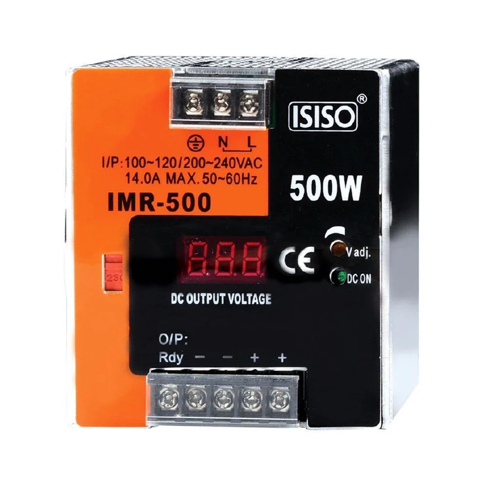 Isıso 500 W 12 Vdc 37.5 A Güç Kaynağı IMR-500-12 Ray Montajlı Kapalı Tip 