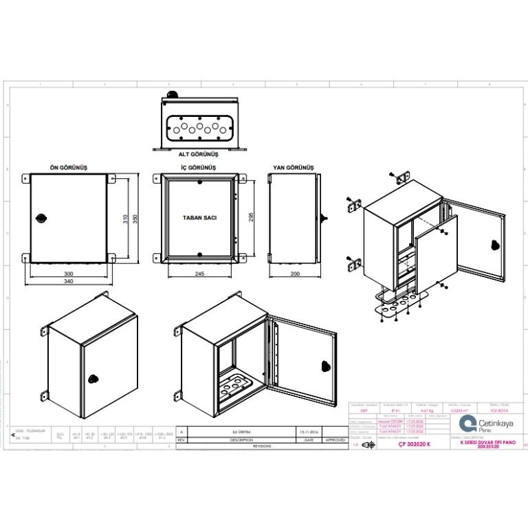 ÇP 303520 K Metal Duvar Tipi Elektrik Panosu 30x35x20 cm – Eko Serisi Dikey Pano | Dayanıklı & Uygun Fiyatlı
