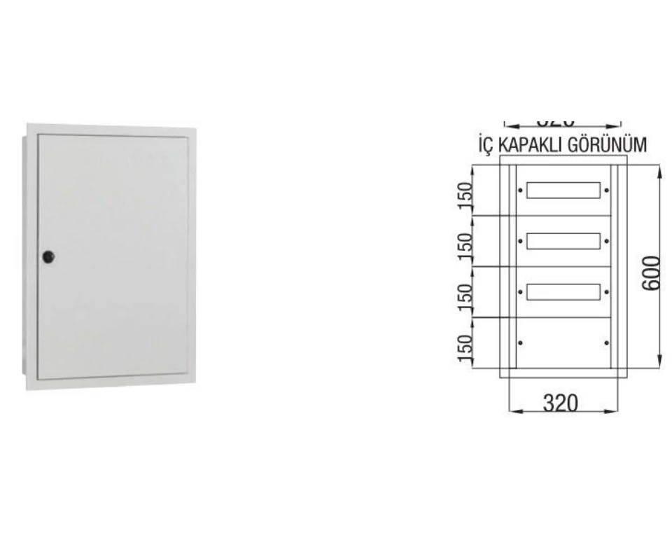 Çetinkaya ÇP 822 Sıva Altı Metal Sigorta Panosu 32x60x14 | 36 Sigorta + Pako Yeri