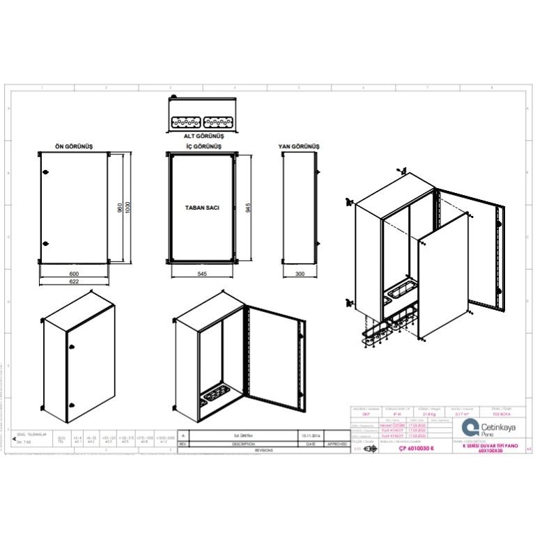 ÇP 6010030 K Metal Duvar Tipi Elektrik Panosu 60x100x30 cm – Eko Serisi Dikey Pano | Sağlam & Ekonomik