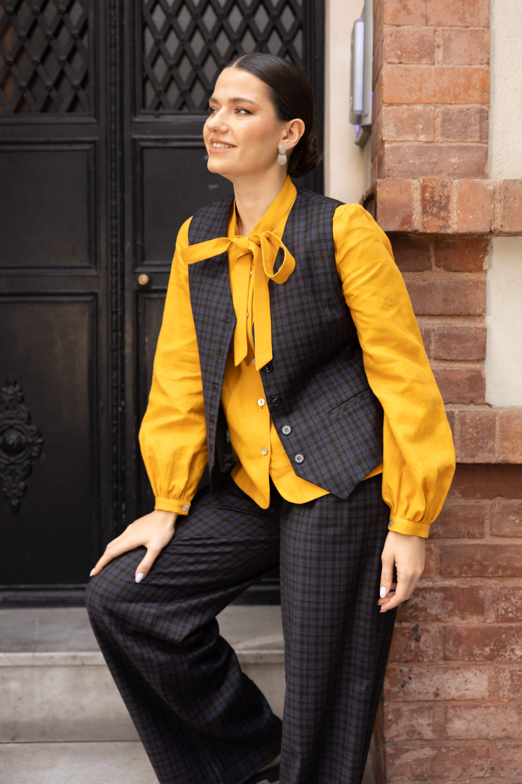 Lacivert Ekoseli Yün Takım