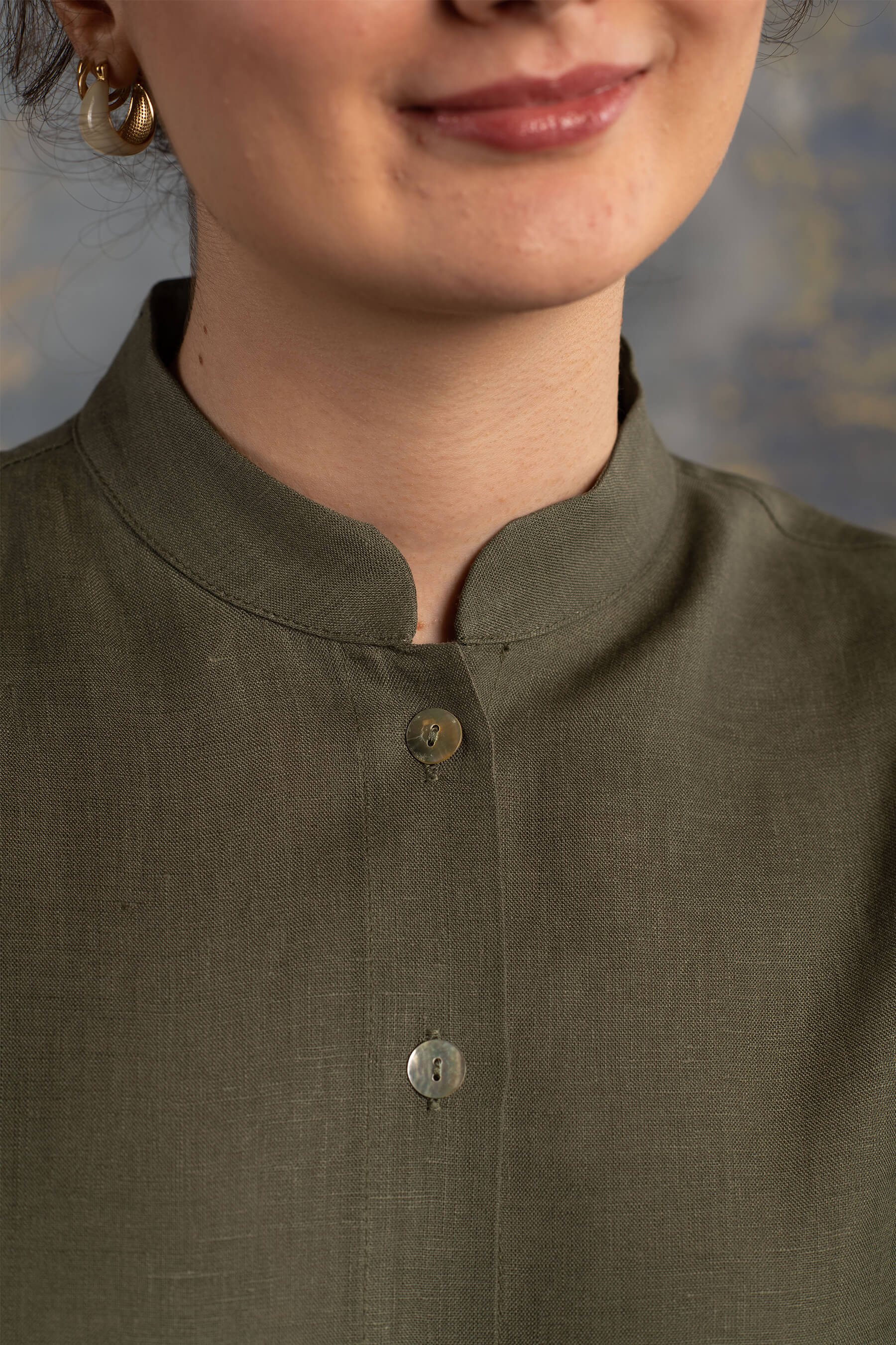 Müstesna - Hakim Yaka Çağla Yeşili Keten Ceket