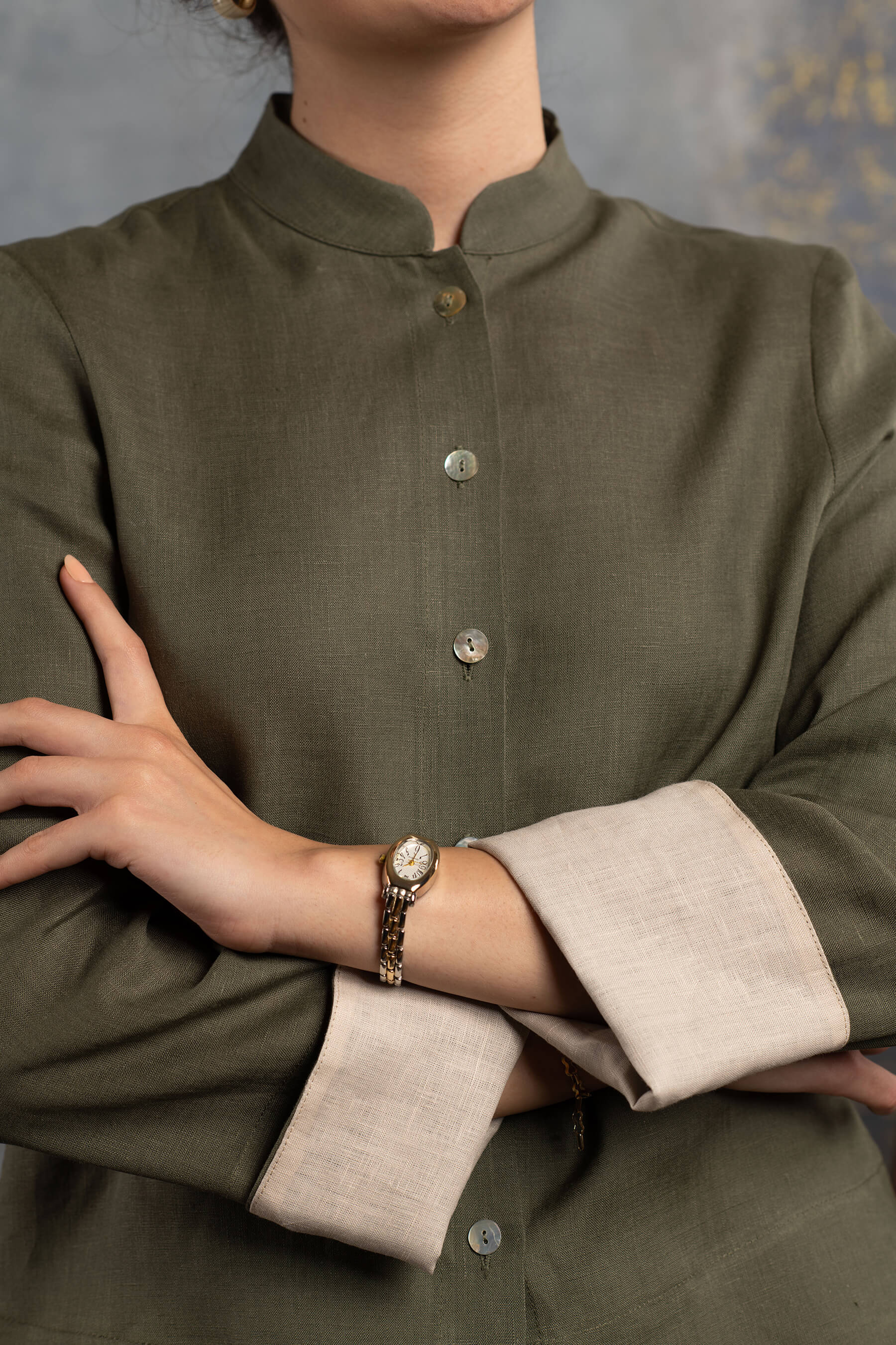 Müstesna - Hakim Yaka Çağla Yeşili Keten Ceket