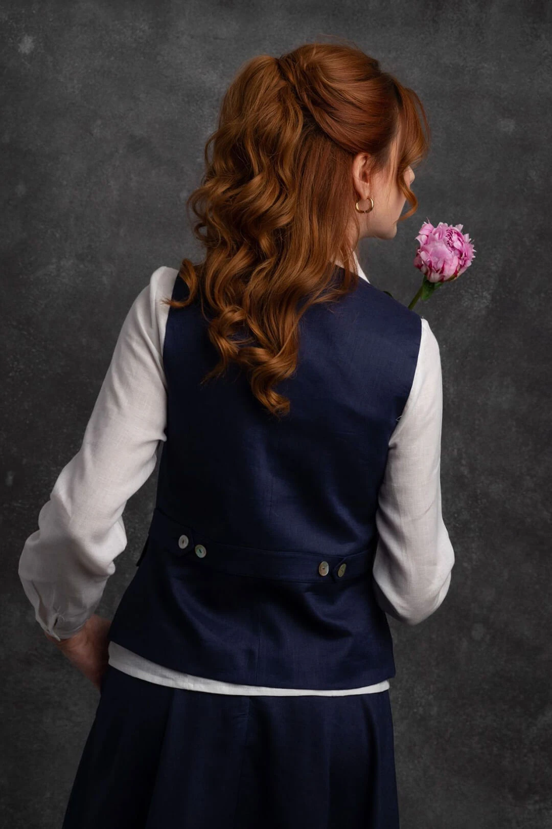 Meltem - Lacivert Keten Yelek