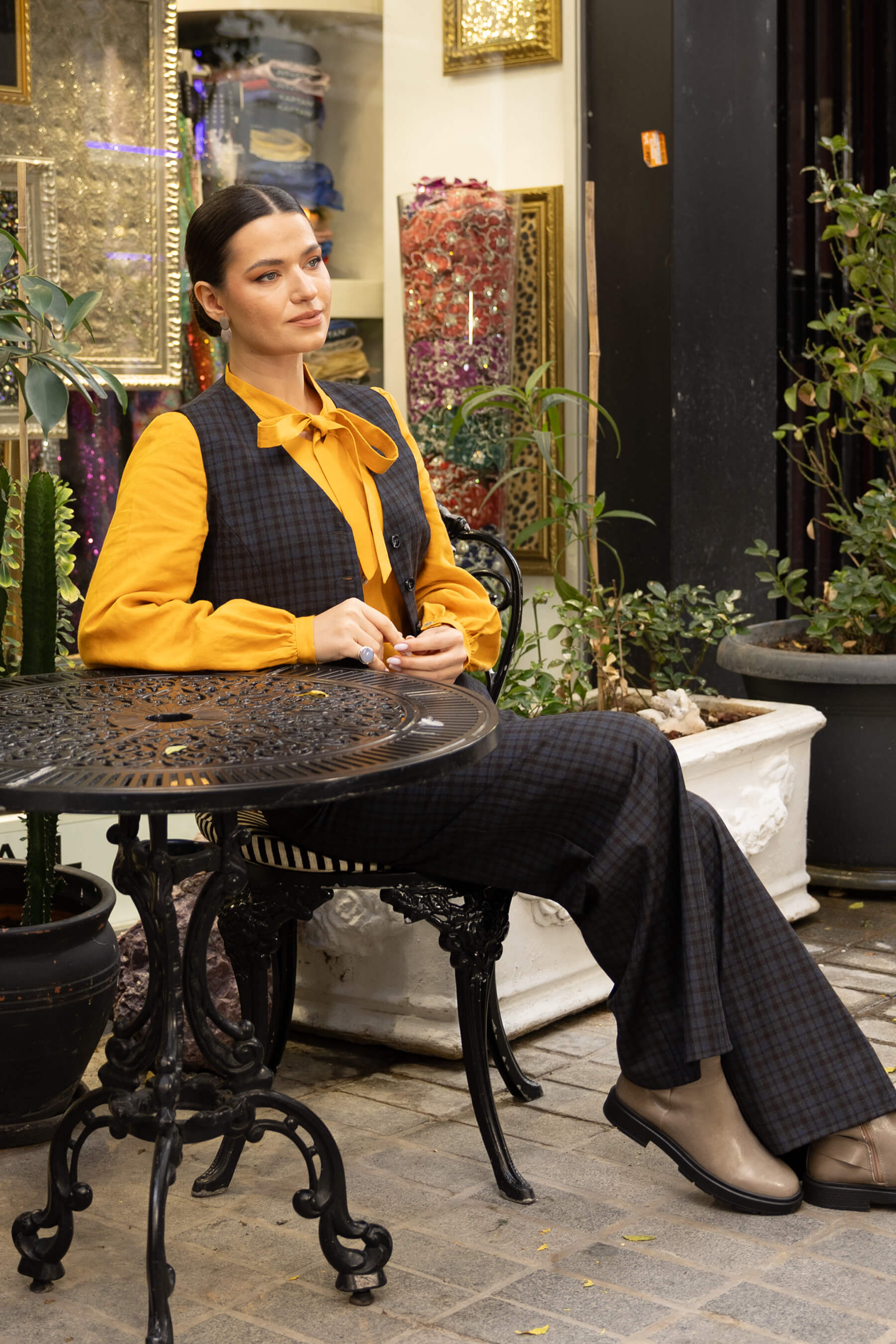 Lacivert Ekoseli Yün Takım