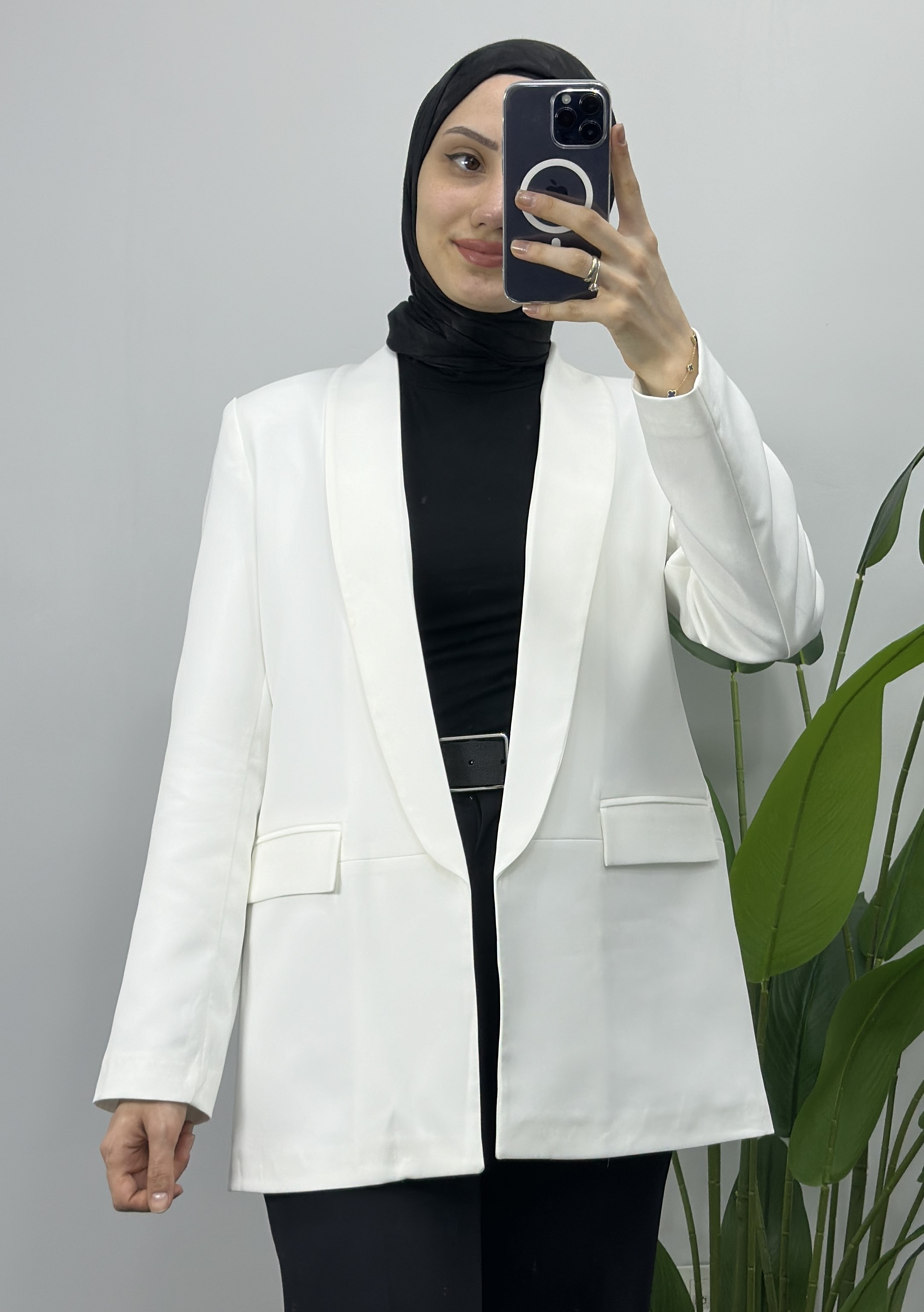 Premium Blazer Ceket - Beyaz