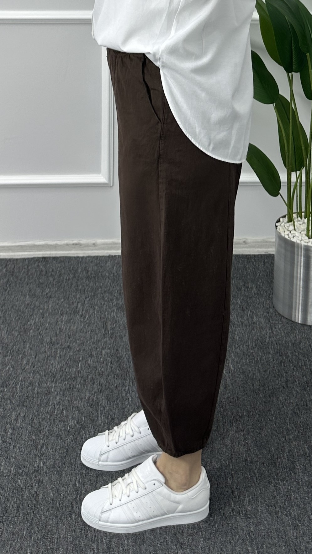 Balon Keten Pantolon - Kahve