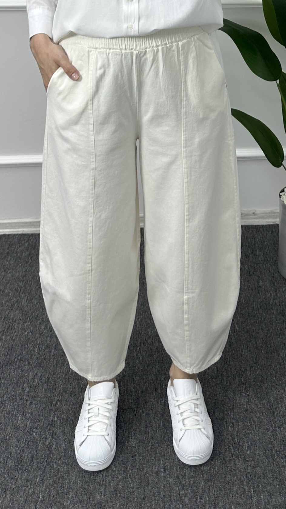 Balon Keten Pantolon - Ekru