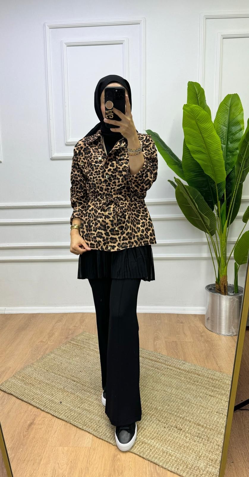 Blazer Leopar Detaylı Ceket