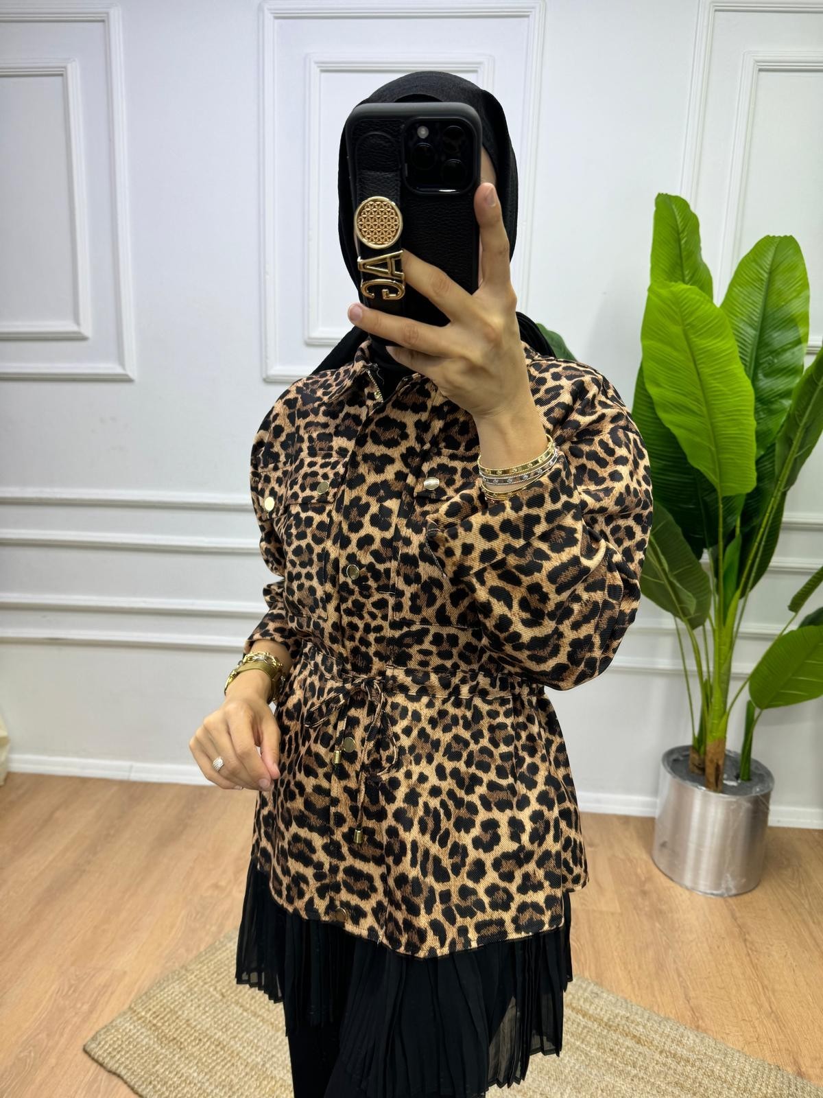 Blazer Leopar Detaylı Ceket