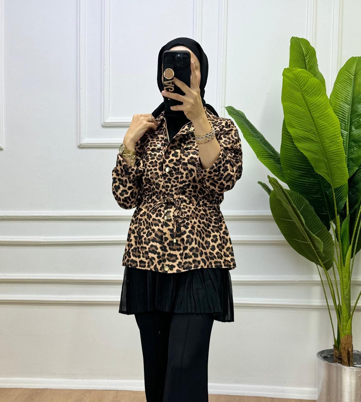 Blazer Leopar Detaylı Ceket