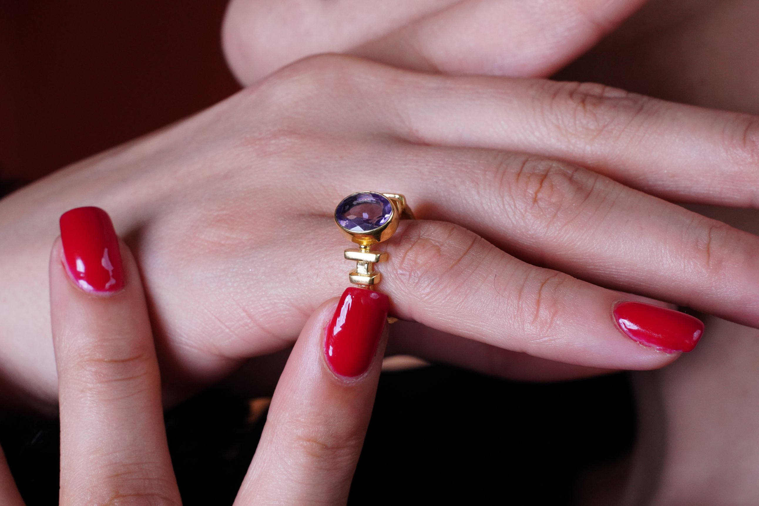 “Golden Whisper” – Amethyst Taşlı Yüzük 0 image