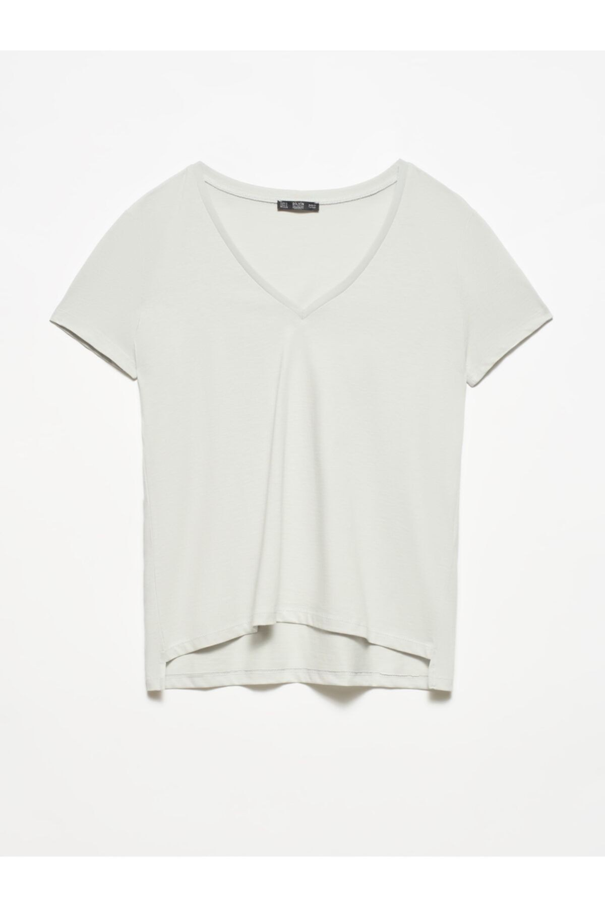 3470 V Yaka Basic T-Shirt-Antrasit