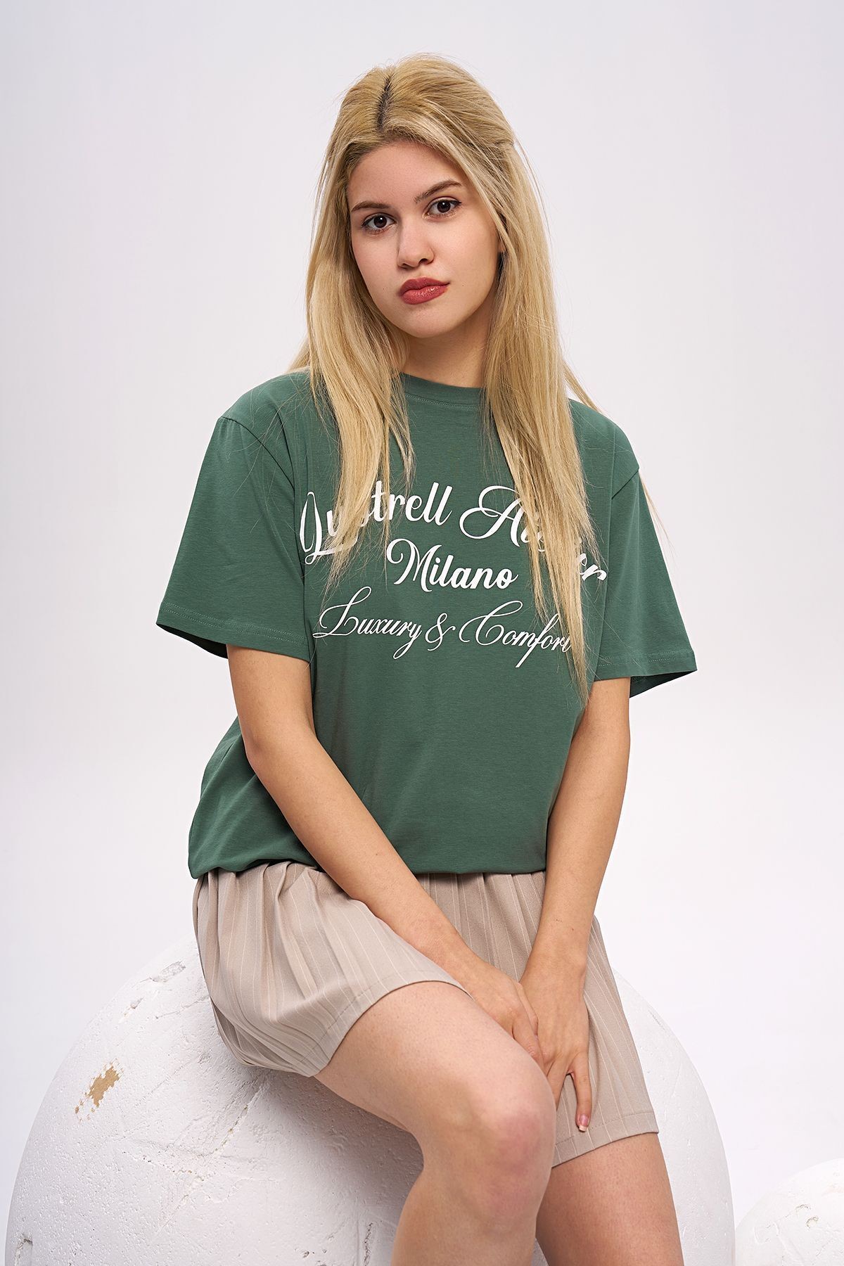 Yazılı Baskılı Kısa Kol T-shirt, Pamuklu Tişört, Basic, Rahat, Spor, Orijinal