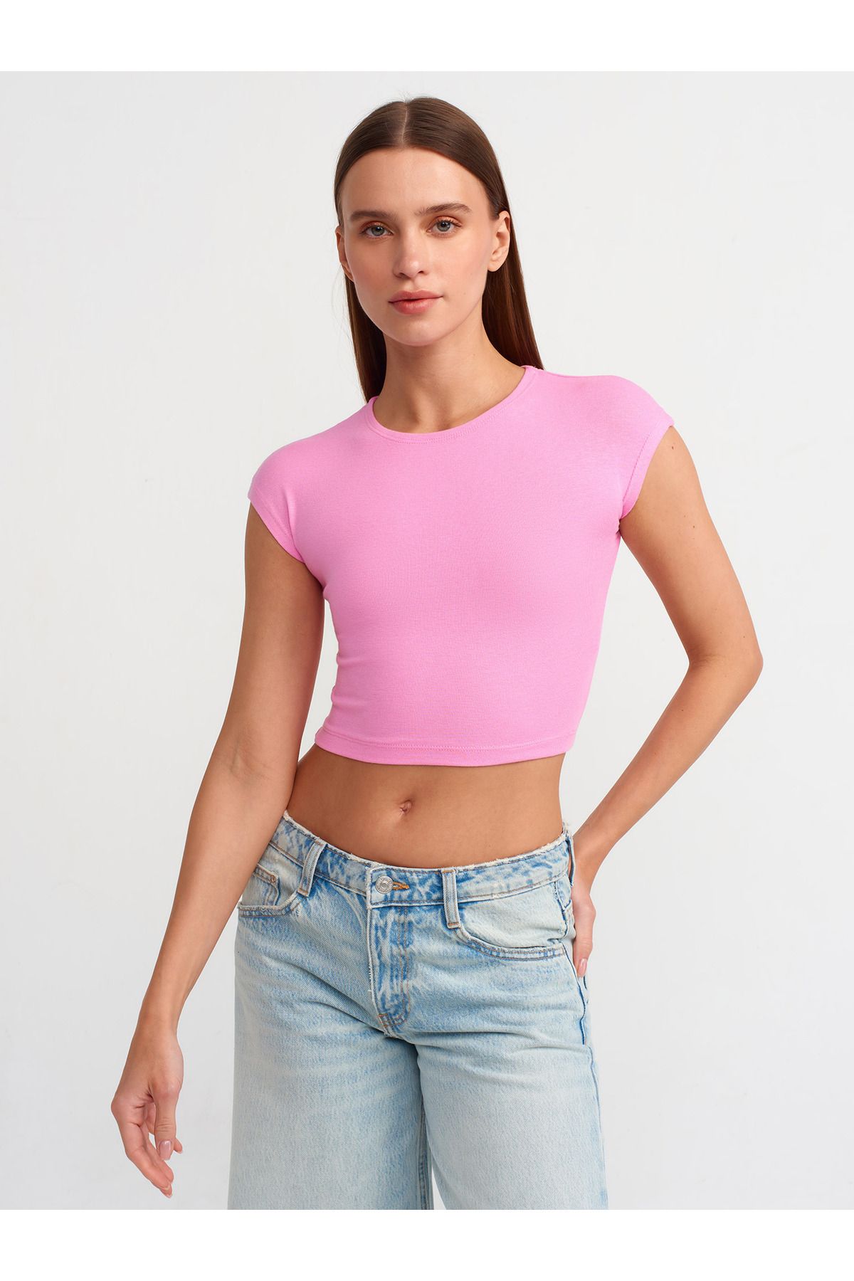 30528 Pamuk Ve Modal Karışımlı Crop Top-beyaz