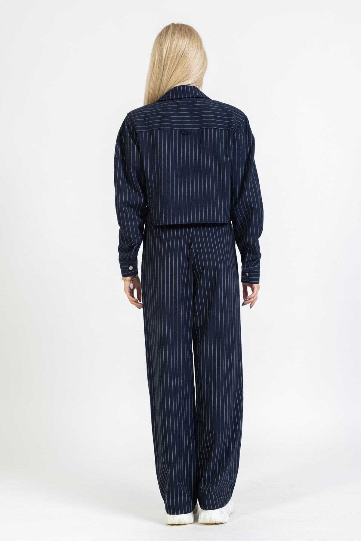Çizgili Bol Paça Pantolon, Trend Pantolon, Straight, Regular, Çizgi Detay Pantolon