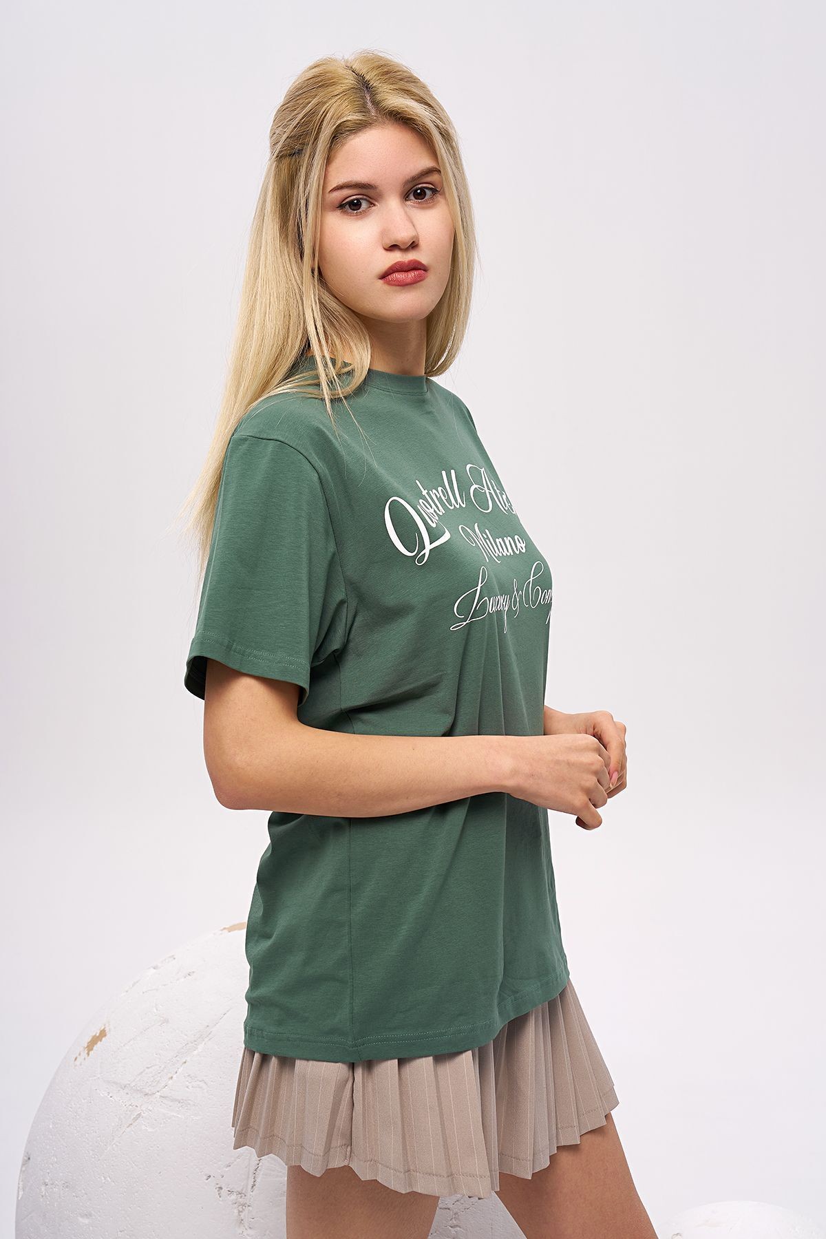 Yazılı Baskılı Kısa Kol T-shirt, Pamuklu Tişört, Basic, Rahat, Spor, Orijinal