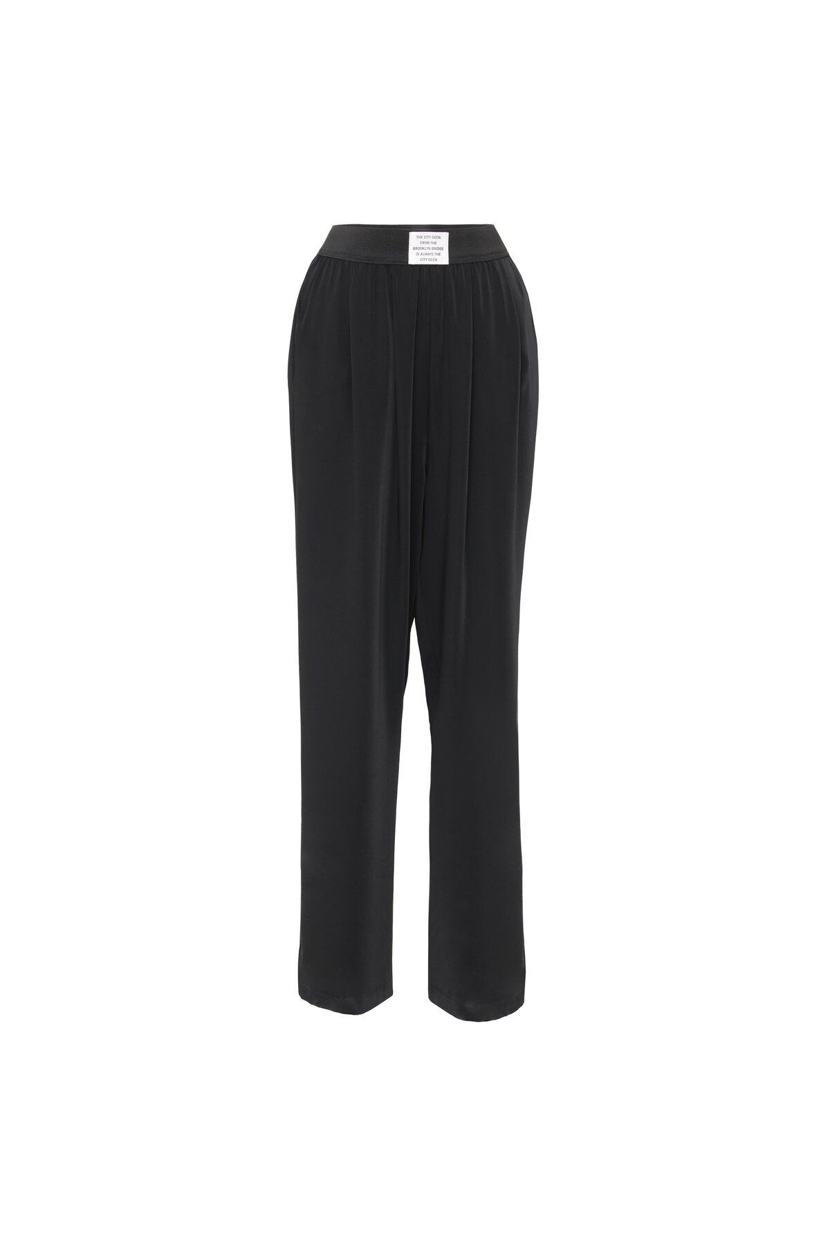 Etiket Detaylı Pantolon Siyah