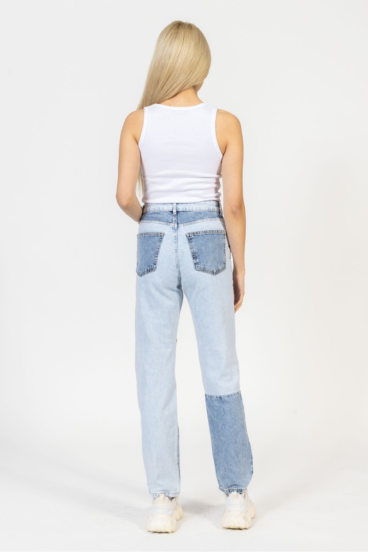 Parçalı Yıkamalı Mom Jean, Kot Pantolon, Bol Pantolon, Wide Leg Jean, Sokak Stili