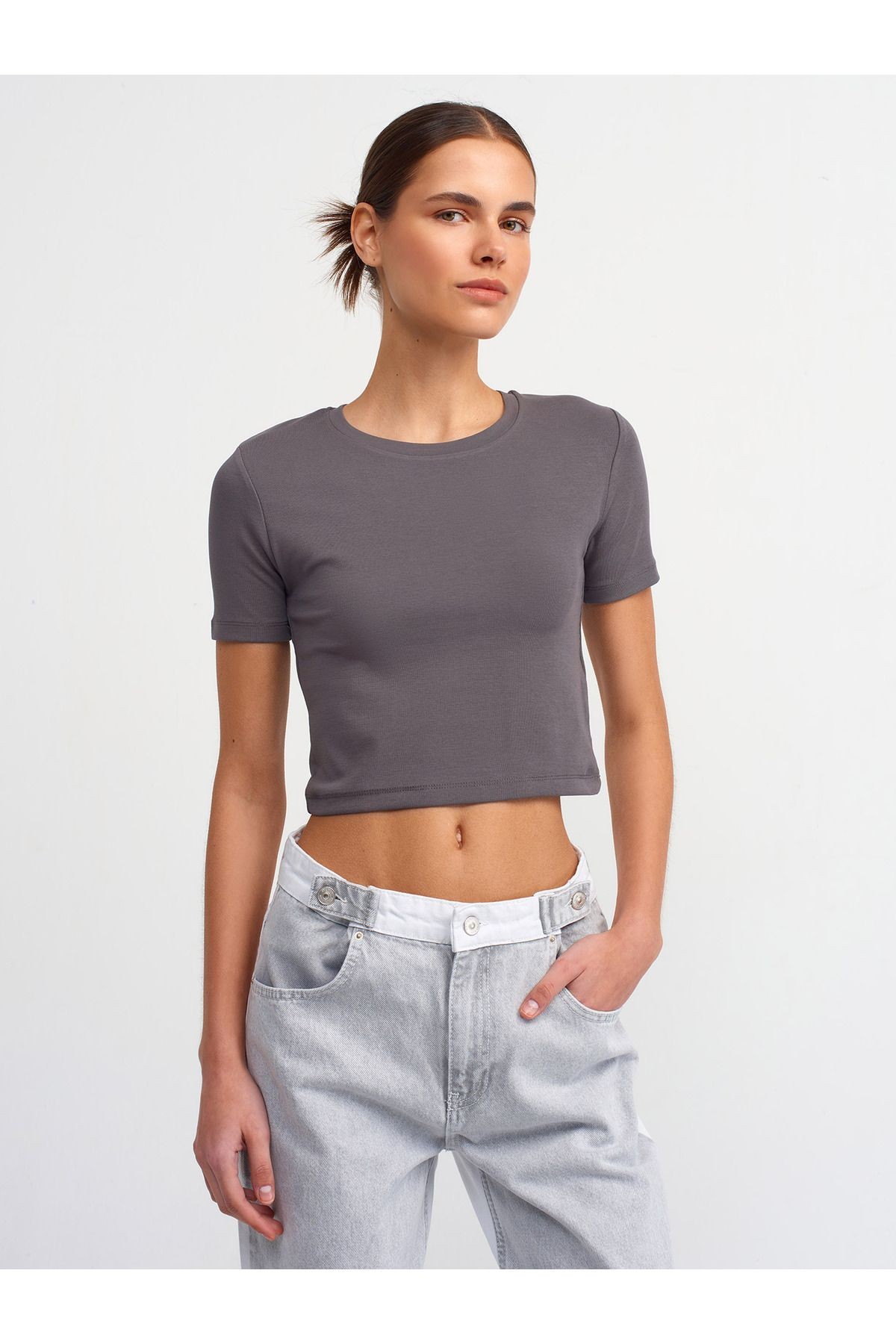 30124 Crop T-Shirt-Füme