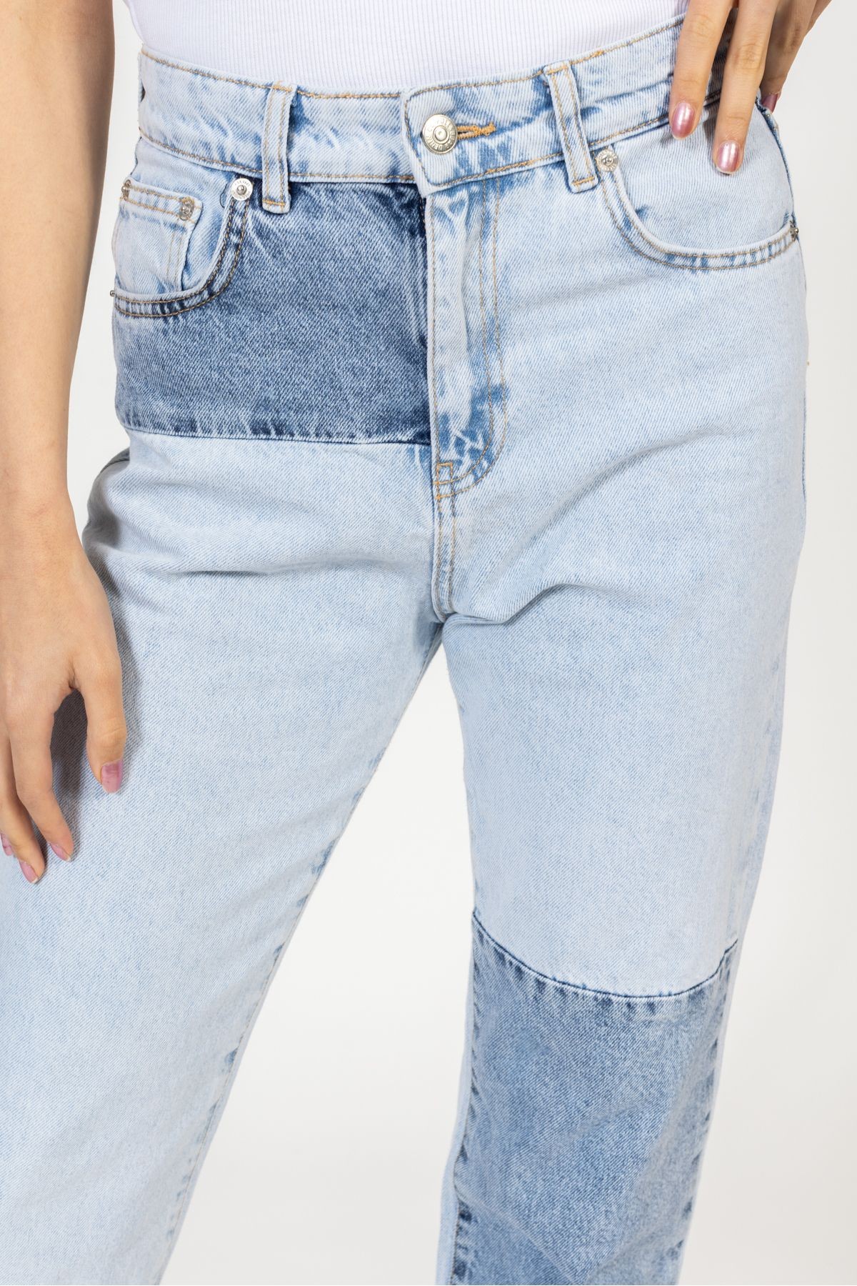 Parçalı Yıkamalı Mom Jean, Kot Pantolon, Bol Pantolon, Wide Leg Jean, Sokak Stili