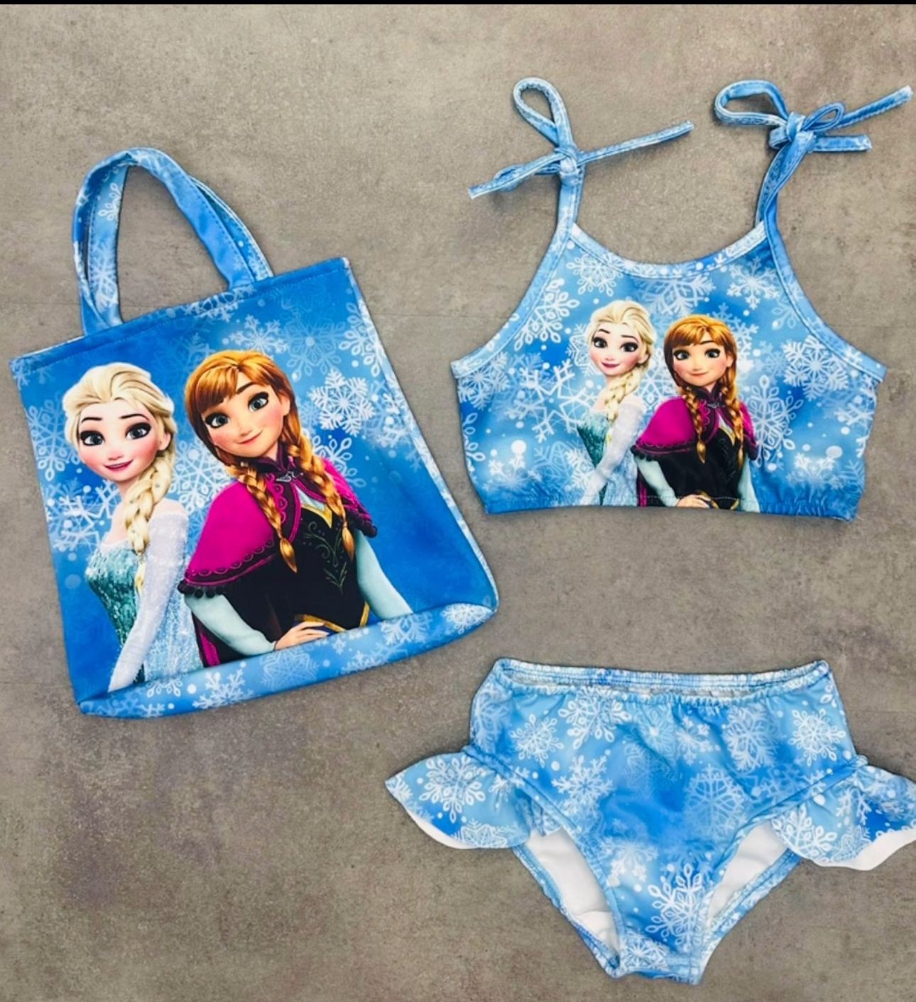 KIZ ÇOCUK ELSA BİKİNİ SETİ (ÇANTA DAHİL)