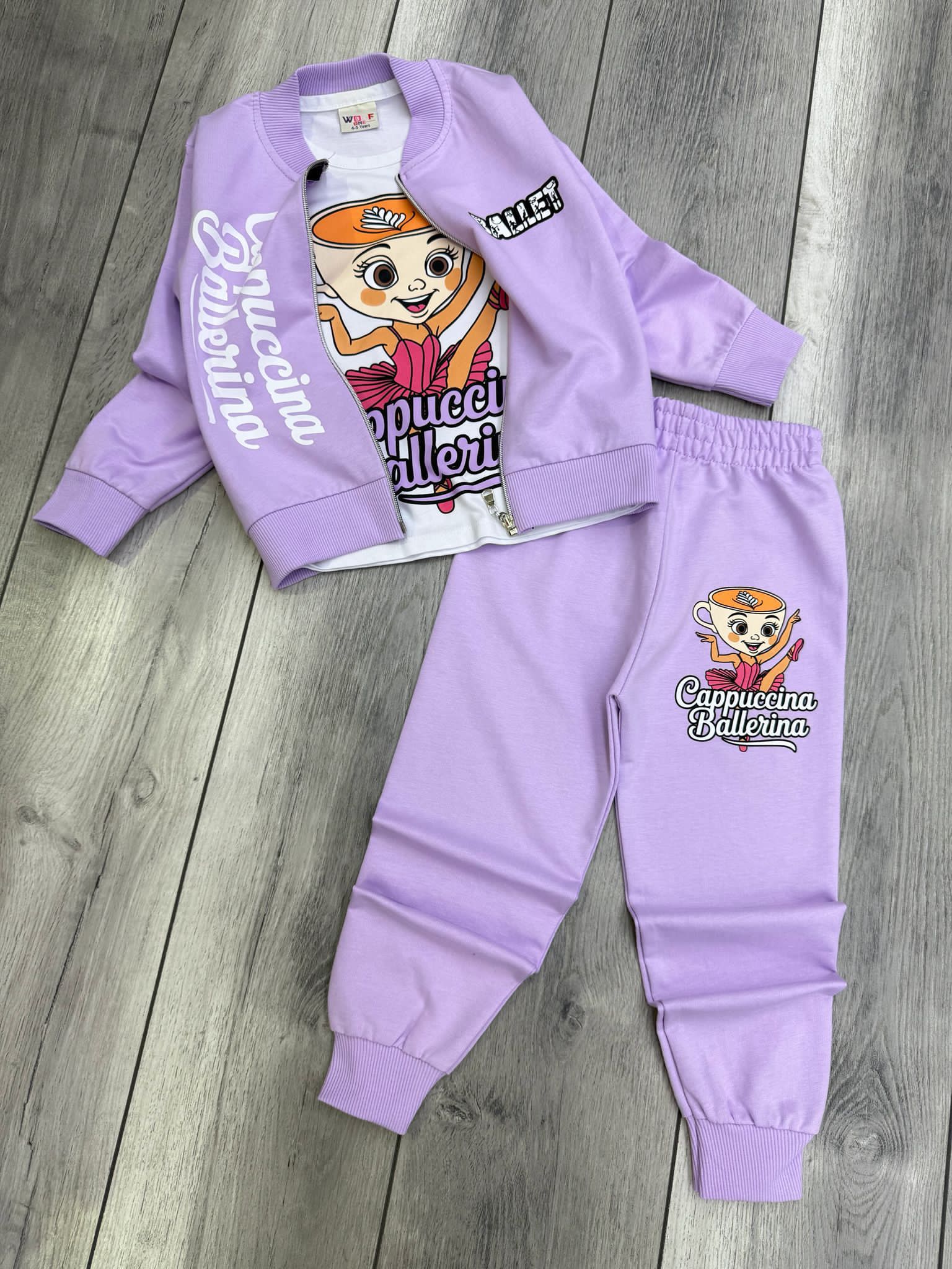 KIZ ÇOCUK BALERİA CAPPİÇİNO 3LÜ SET  - lila