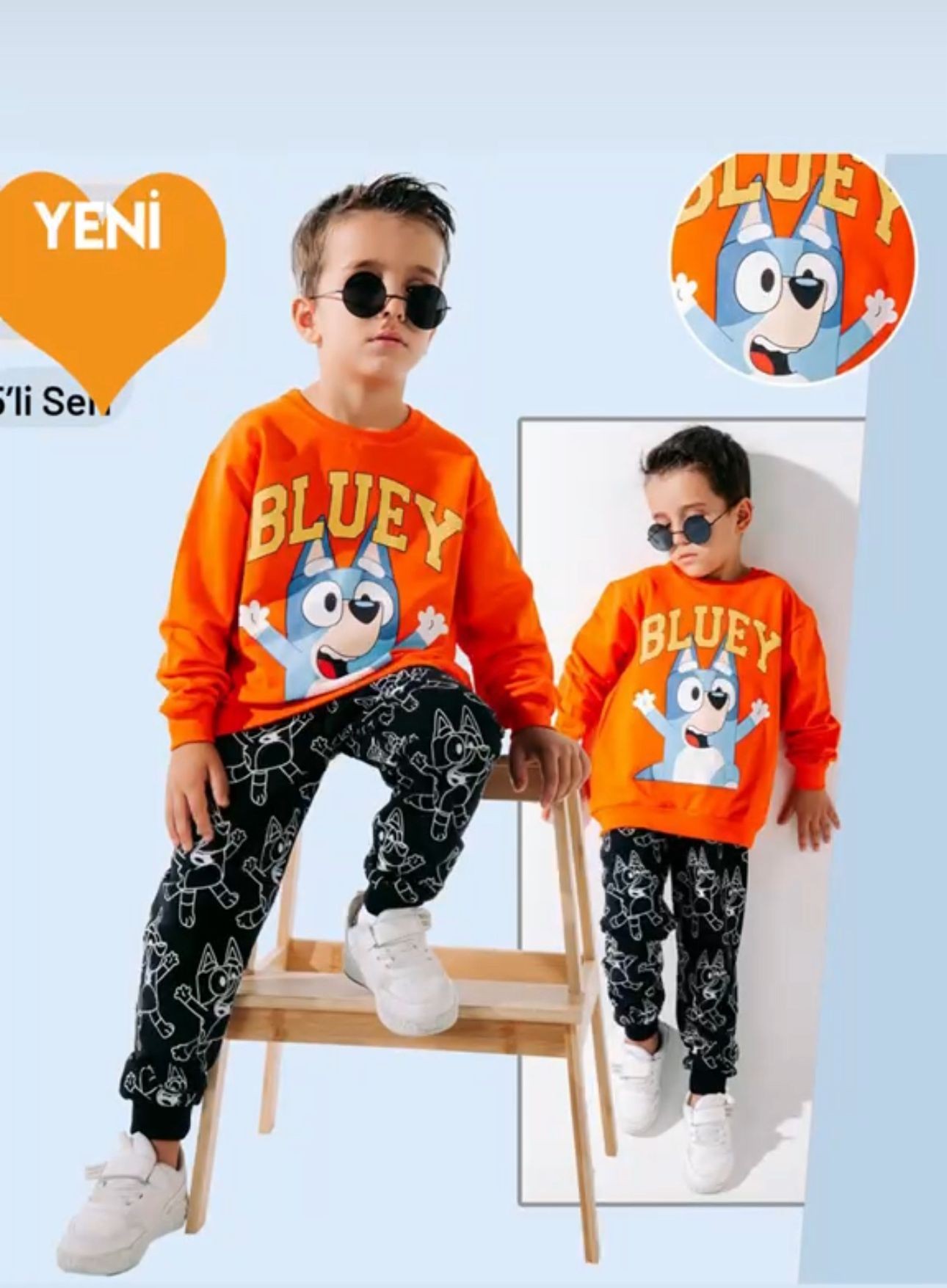 ERKEK ÇOCUK BLUEY BASKILI  2Lİ TAKIM 