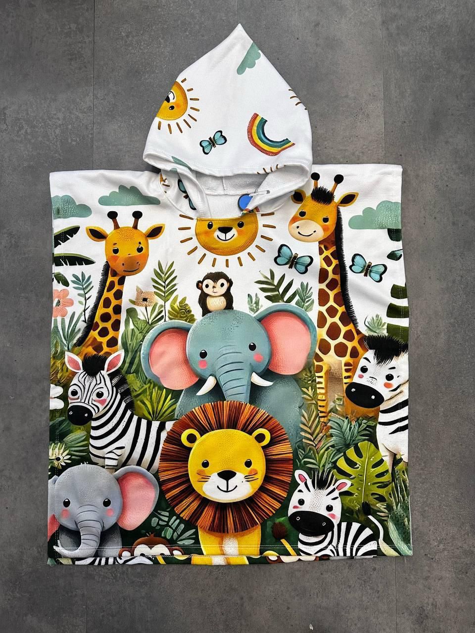 KIZ ÇOCUK HAYVAN DESENLİ PANÇO HAVLU 