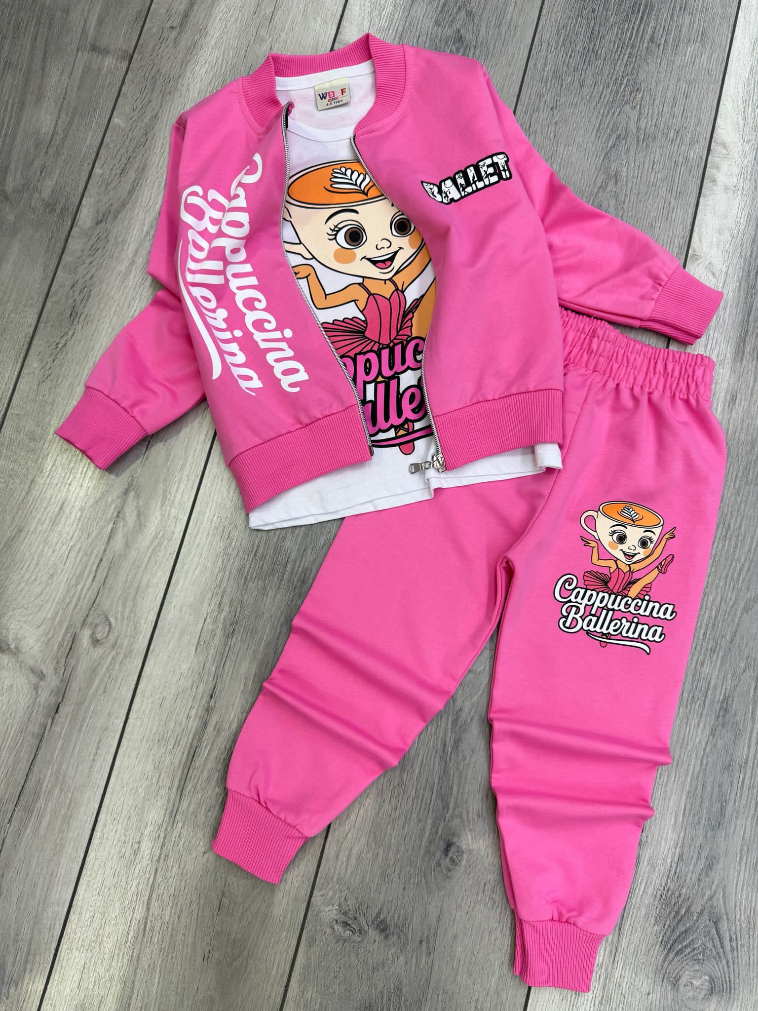 KIZ ÇOCUK BALERİA CAPPİÇİNO 3LÜ SET  - Pembe