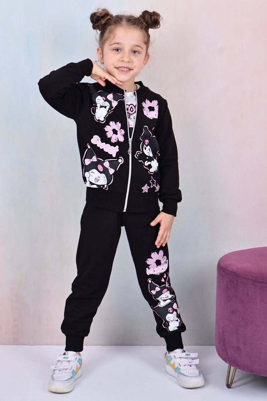 KIZ ÇOCUK KUROMİ 3LÜ SET  - SİYAH