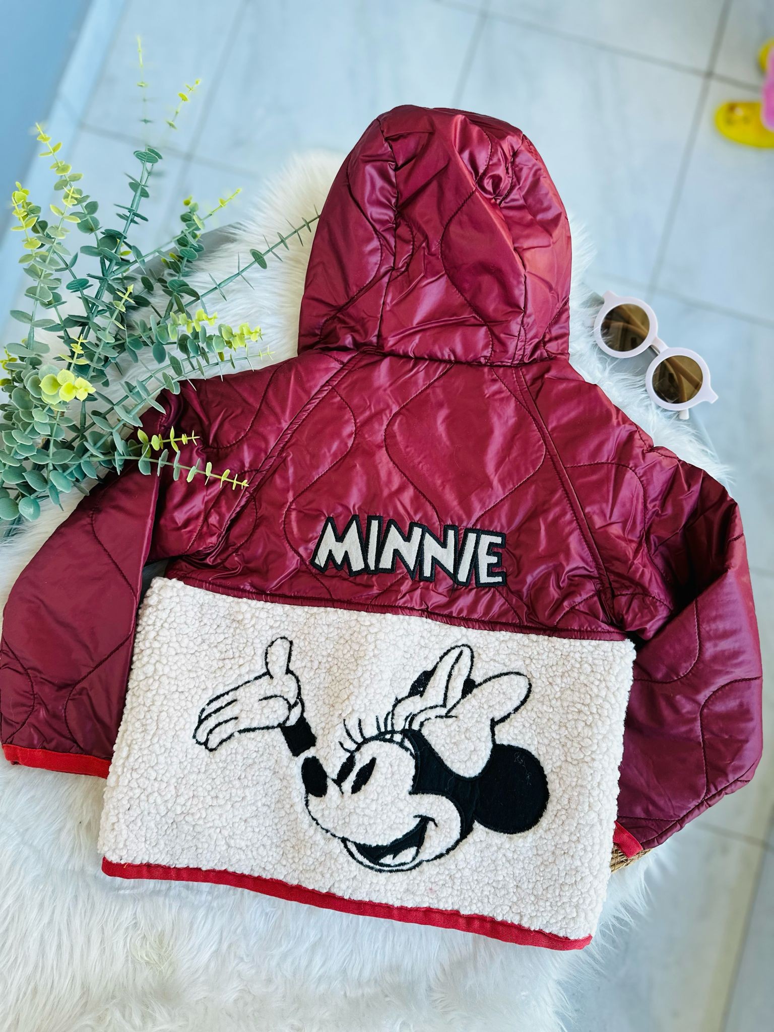 MİNNİE MOUSE BORDO KAPİTONE CEKET 