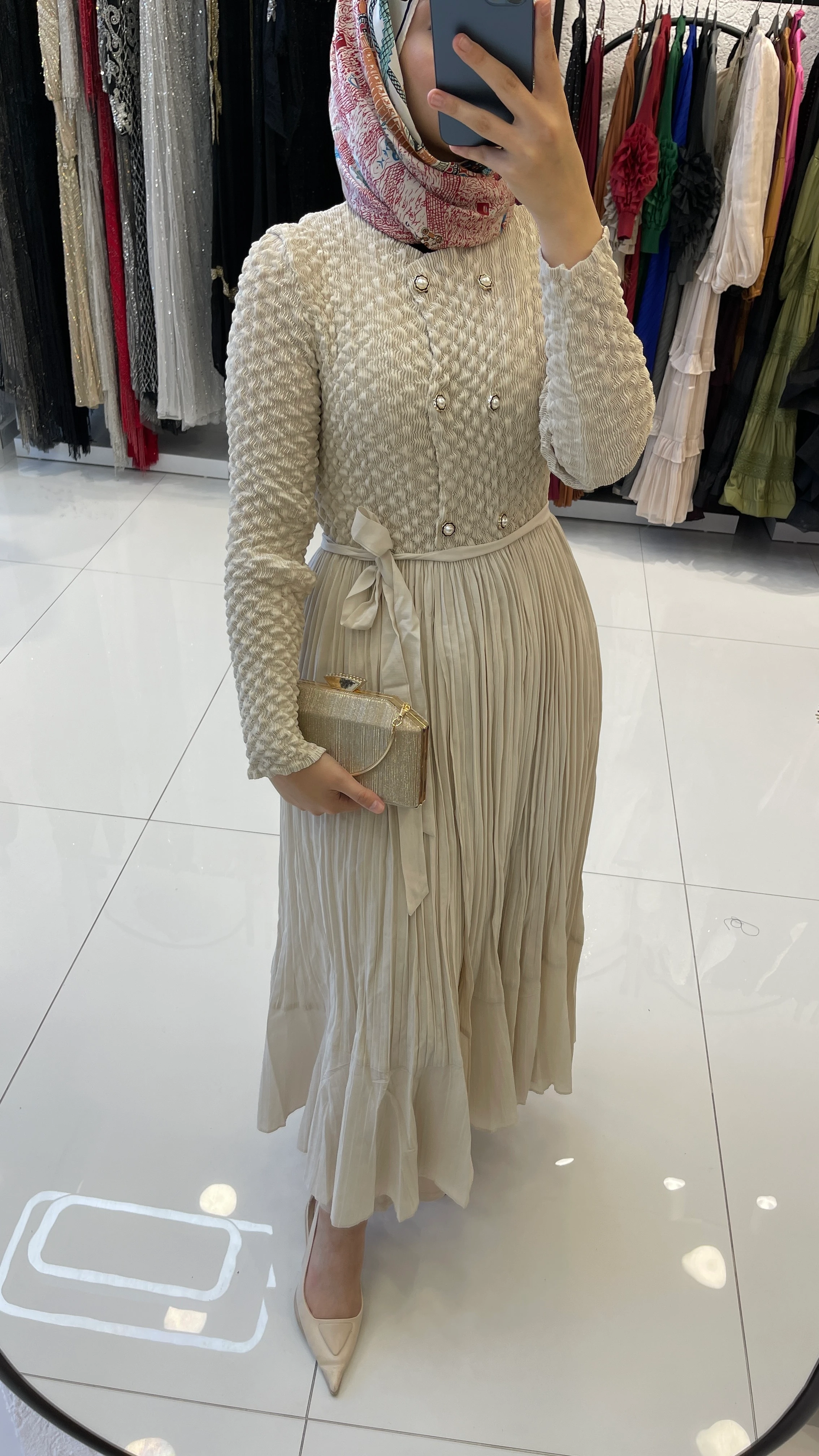 Tasarımca İthal Saten Elbise