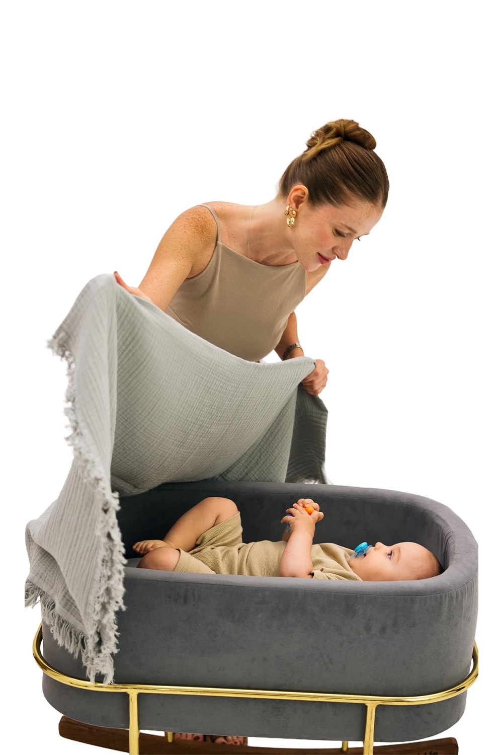 4 Katlı Yumuşak ve Hafif Müslin Bebek Battaniyesi - Grey