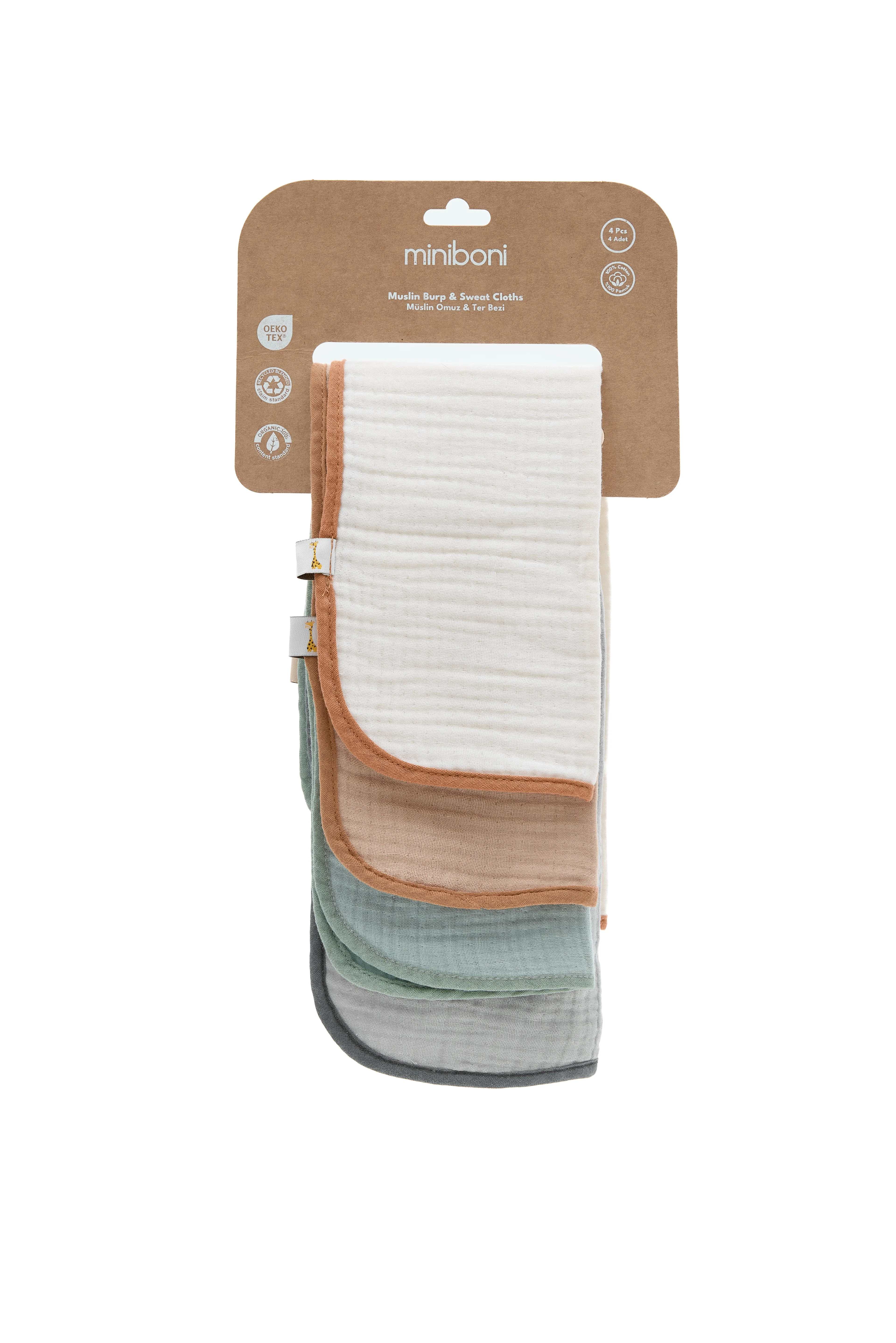 Emici Pamuklu 4’lü Müslin Bebek Omuz ve Ter Bezi Seti