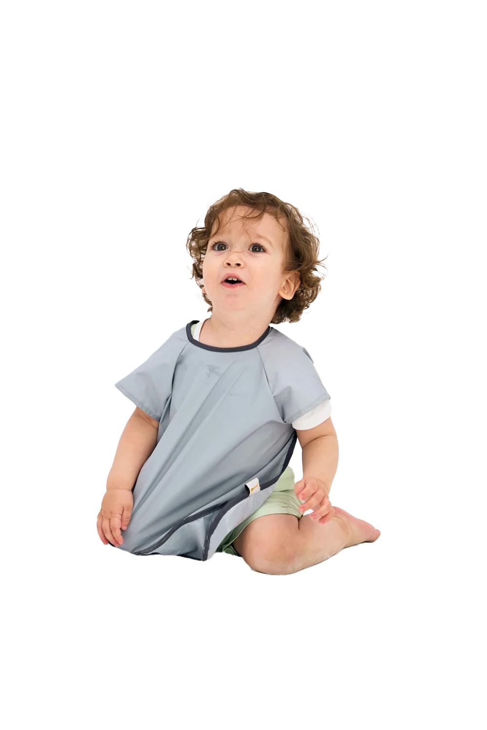 Kısa Kollu Su Geçirmez Bebek Mama, Oyun ve Aktivite Önlüğü - Grey
