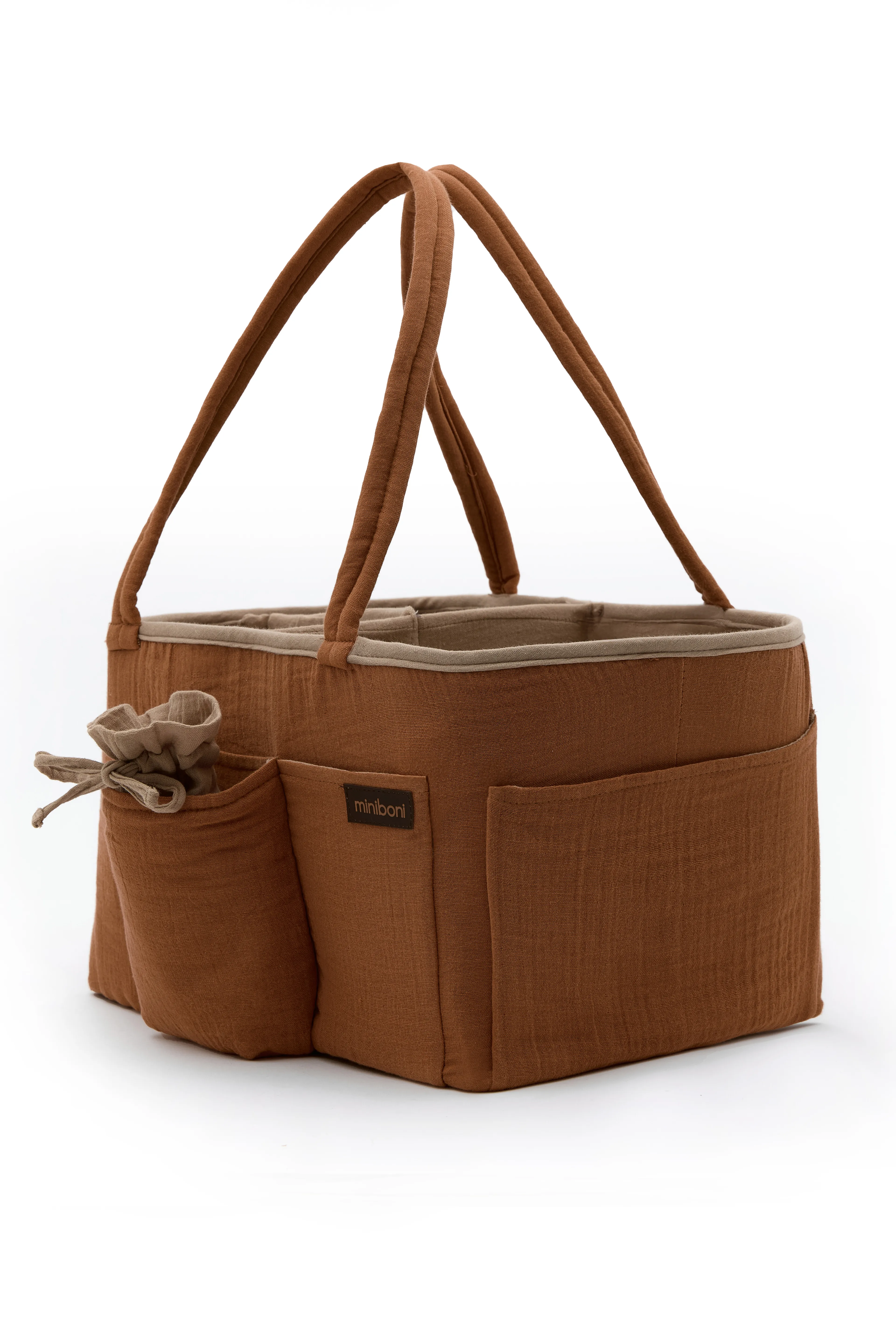 Çok Gözlü Fonksiyonel Müslin Anne Organizer Bebek Bakım Çantası - Tarçın