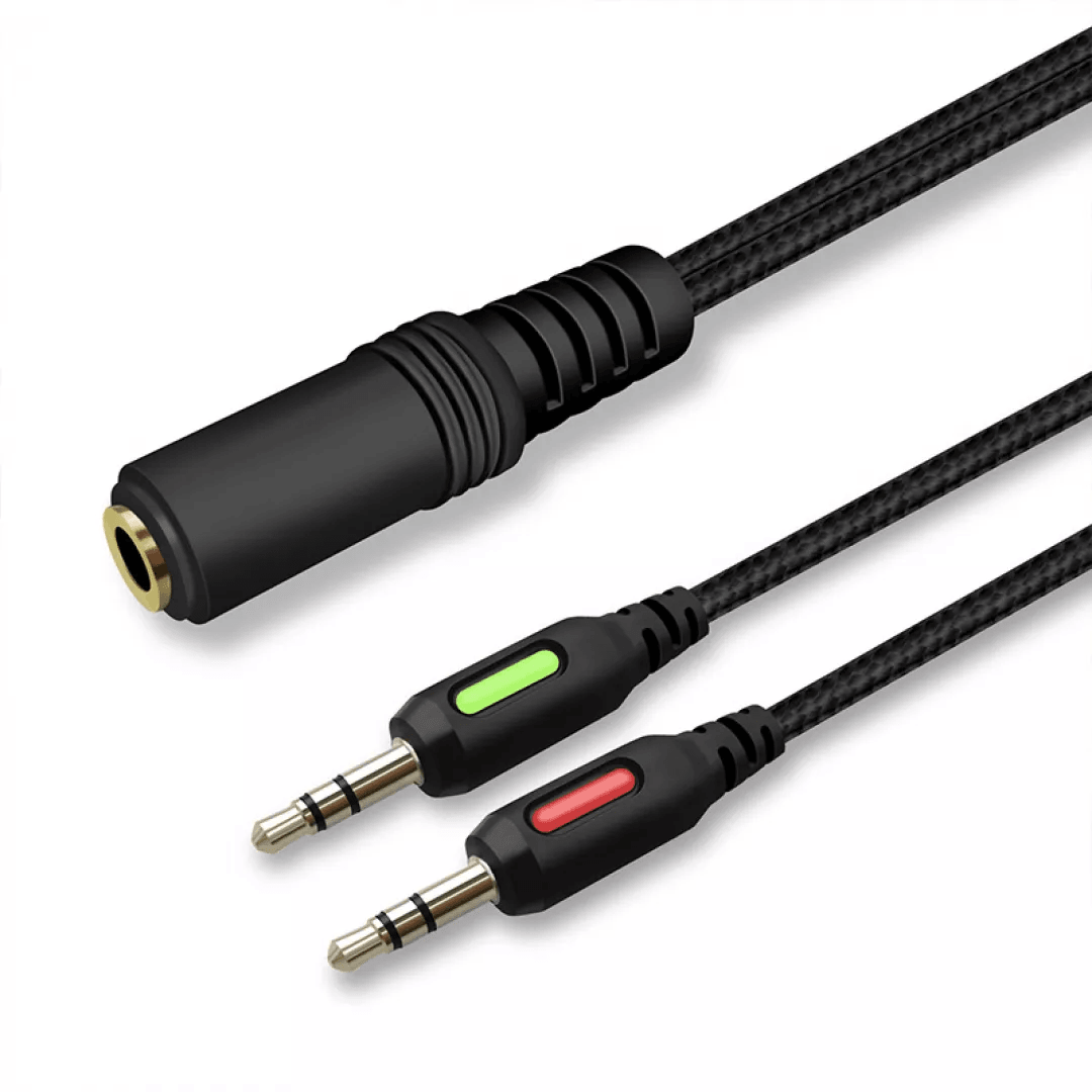 3.5mm Kulaklık Mikrofon dönüştürücü - Çevirici Switch Splitter Y Örgü Kablo 1 Dişi 2 Erkek