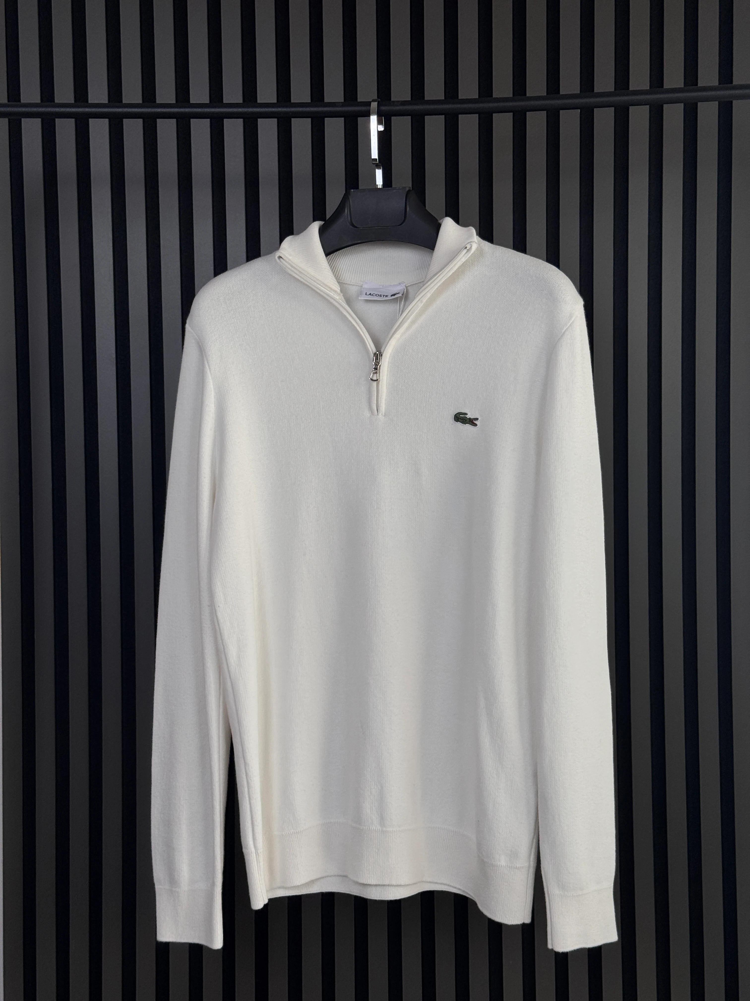 LACOSTE Beyaz Yarım Fermuar Kazak