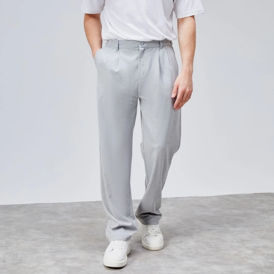 BEWEAR Gri Baggy Kumaş Pantolon