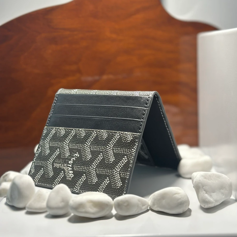 GOYARD Gri Hakiki Deri Kelebek Kartlık