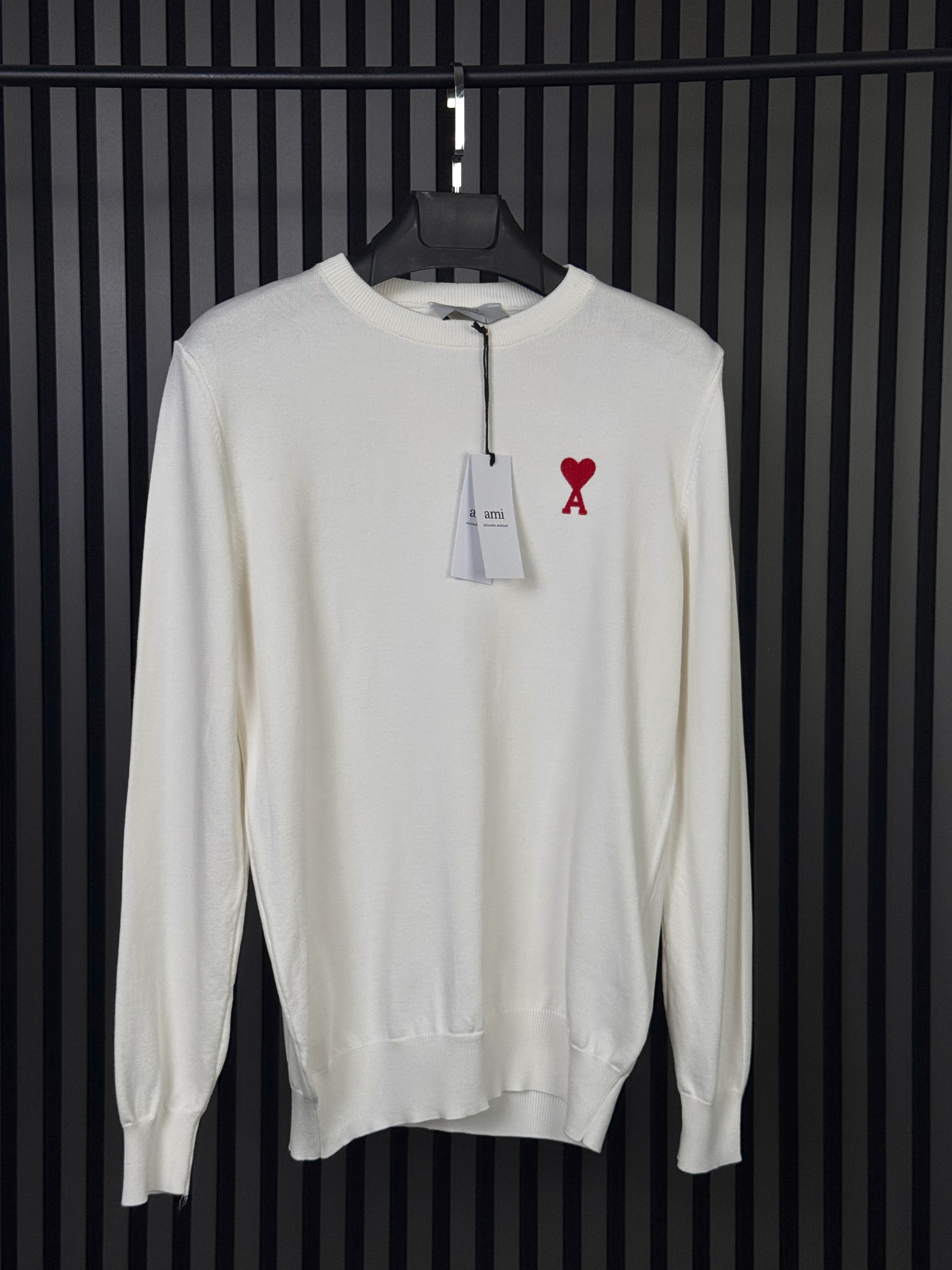 AMI Ekru Nakışlı Triko Kazak