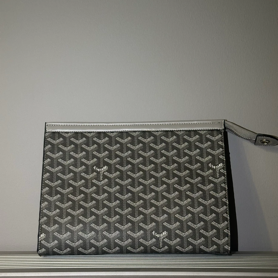 GOYARD Gri Hakiki Deri Clutch